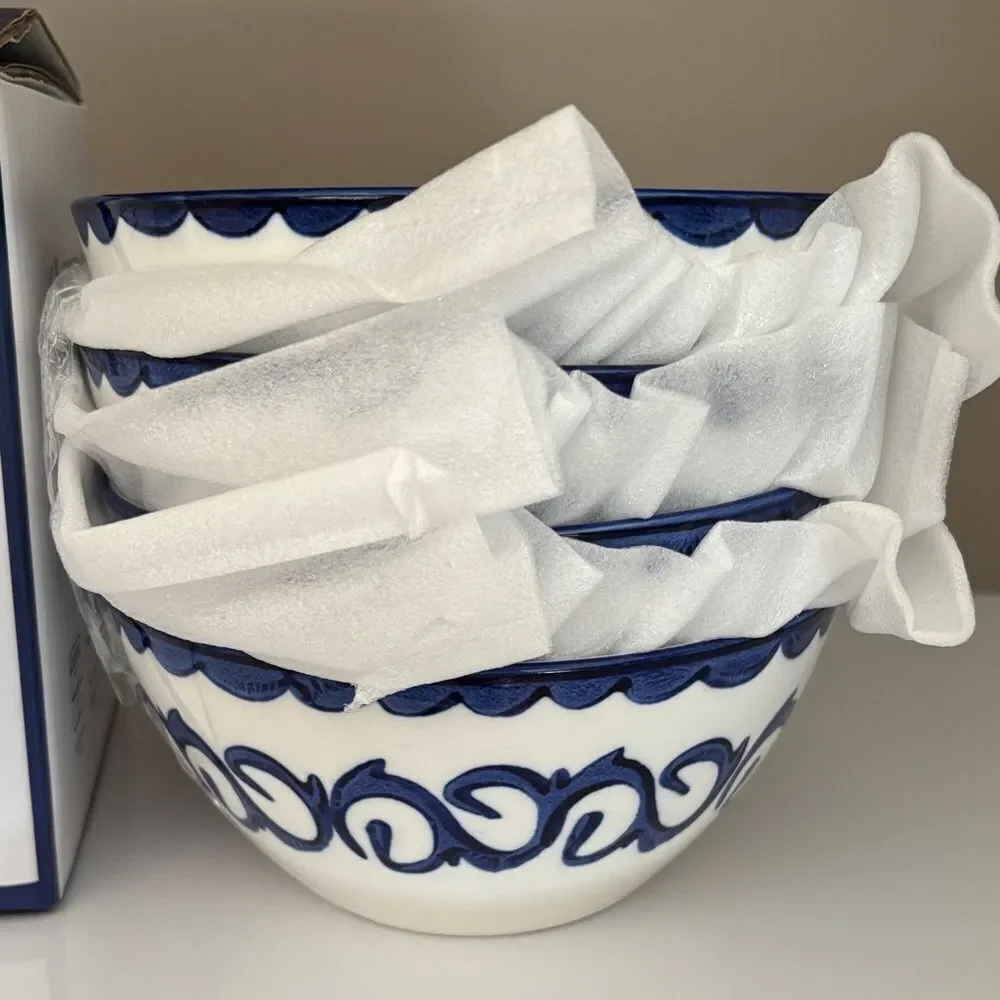 Servappetit Set Of 4 Porcelain 6”Ceramic Salad Bowls